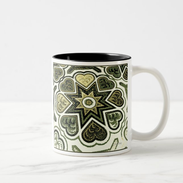 Olive Folk Art Hjärtan Mugg (Höger)