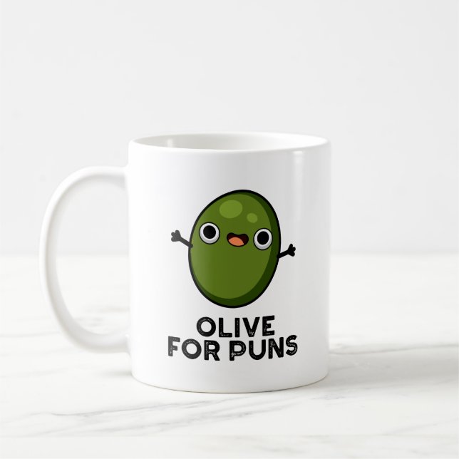 Olive for Puns Funny Olive Fruit Pun Kaffemugg (Vänster)