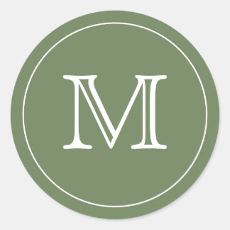 OLIVE FOREST GRÖNT Black Monogram Brev Runt Klistermärke