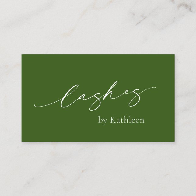 Olive Forest Grönt Elegant Lash Modern Visitkort (Framsida)