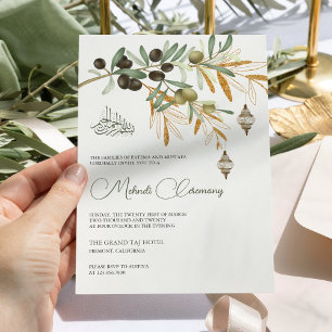 Olive Gold Branch Arabisk Lykta Islamisk Mehndi Inbjudningar