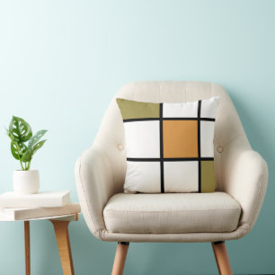 Olive Gold Mondrian-stil Kudde