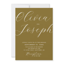 Olive Golden Bronze Modern Bröllop | Foto och QR