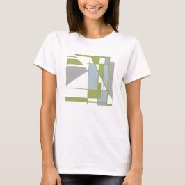 Olive Grått Geometric MCM-inspirerad Abstrakt Smal T Shirt