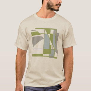 Olive Grått Geometric MCM-inspirerad Abstrakt Smal T Shirt