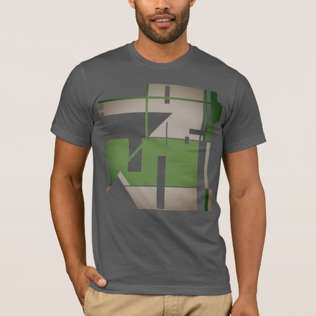 Olive Grått Metallic Southwest-inspirated Abstrakt T Shirt (Framsida)