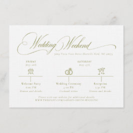 Olive Gree Monogram Wedding Details Enclosure Card Tilläggskort