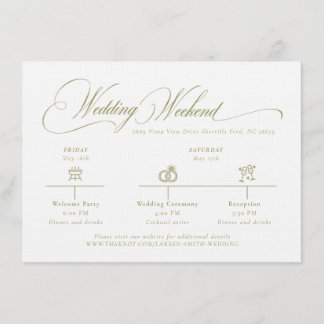 Olive Gree Monogram Wedding Details Enclosure Card Tilläggskort