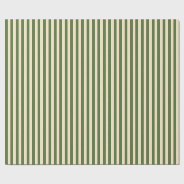 Olive Green and Cream Vertical  Wrapping Paper Presentpapper (Seam)