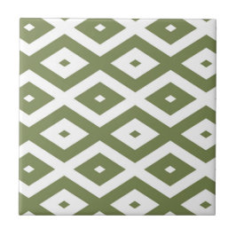 Olive green and white diamond pattern kakelplatta