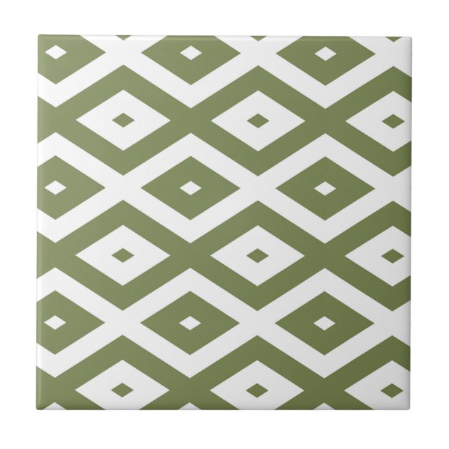 Olive green and white diamond pattern kakelplatta (Framsidan)