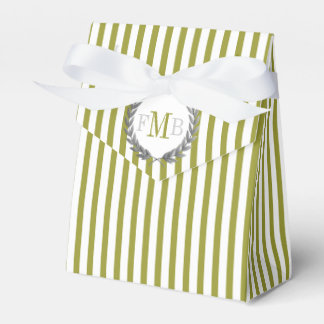 Olive green and white stripes monogram wedding presentaskar