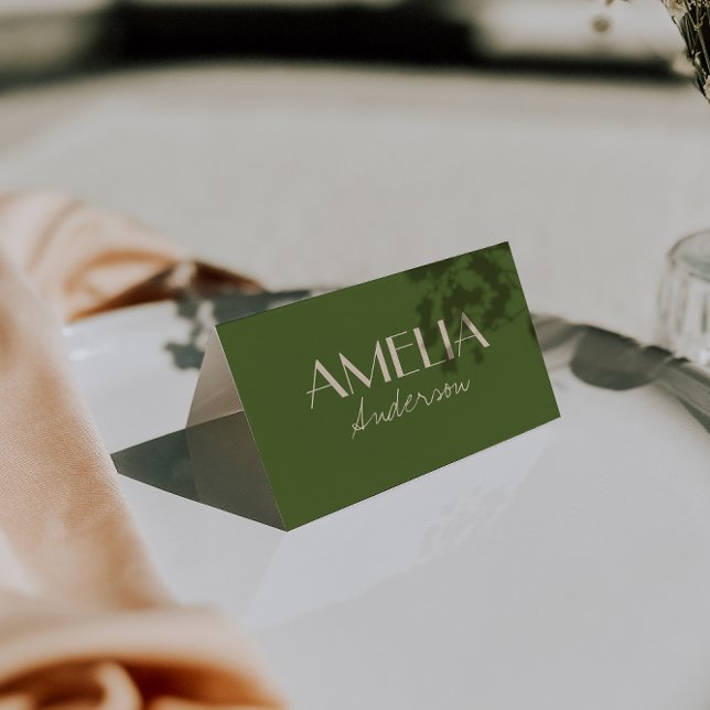 Olive Green Beige Old Money Wedding Place Cards    Bordsnummer (Skapare uppladdad)