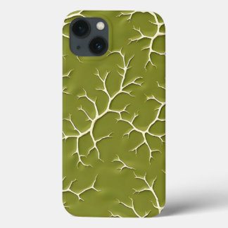 Olive Green Branch Pattern iPhone Case
