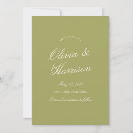 Olive Green Calligraphy Wedding Save The Date Card Inbjudningar