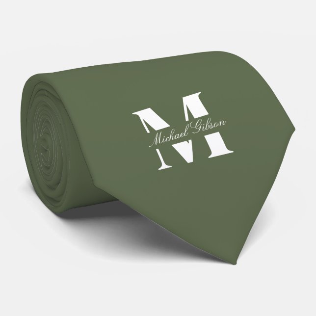Olive Green | Custom Monogram Wedding Groomsmen  Slips (Rullad)