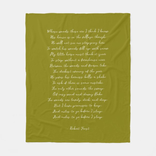 Olive Green Custom Poem Song Lyric Quote  Fleecefilt (Framsidan)