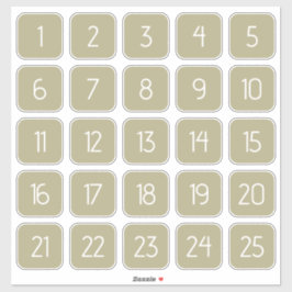 Olive Green Customizable Square Number Stickers  Klistermärken
