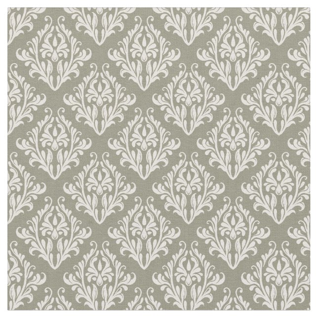 Olive Green Damask Tyg (Närbild)