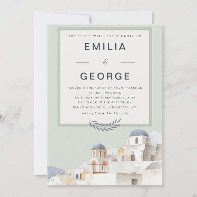 Olive Green Destination Wedding | Elegant  Inbjudningar (Framsida)