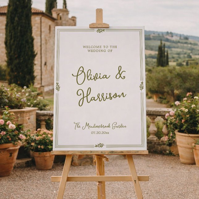 Olive Green Elegant Wedding Welcome Sign Poster (Skapare uppladdad)