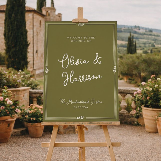 Olive Green Formal Wedding Welcome Sign Poster (Skapare uppladdad)