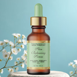 Olive Green & Gold Small Dropper Bottle Label  Adressetikett