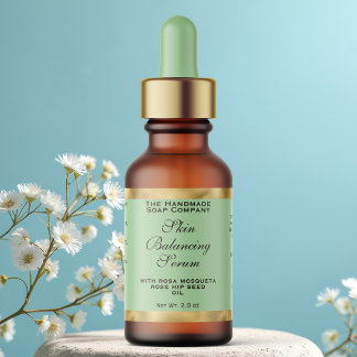 Olive Green & Gold Small Dropper Bottle Label  Adressetikett