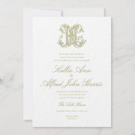 Olive Green "H" Monogram Wedding Invitation Inbjudningar