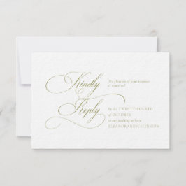 Olive Green "H" Monogram Wedding RSVP Card OSA Kort
