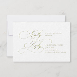 Olive Green "H" Monogram Wedding RSVP Card OSA Kort