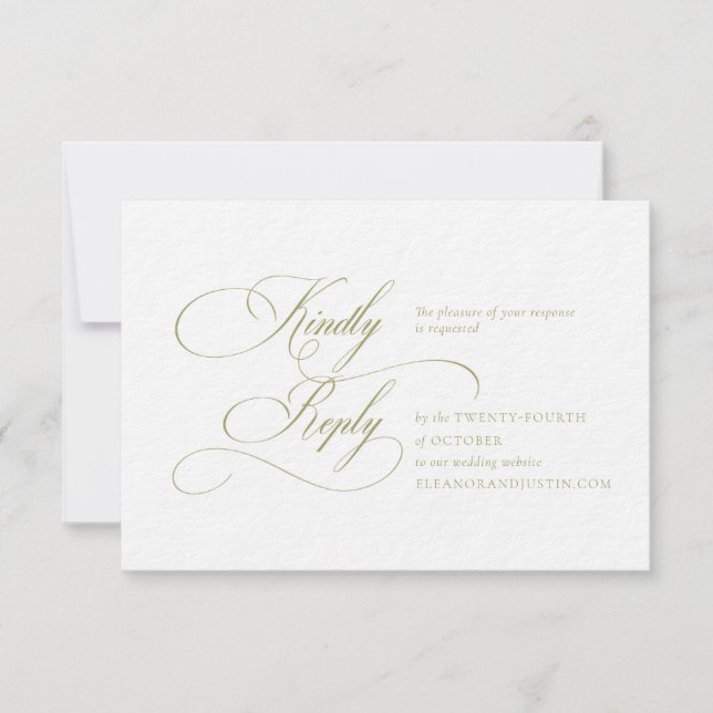 Olive Green "H" Monogram Wedding RSVP Card OSA Kort (Framsida)
