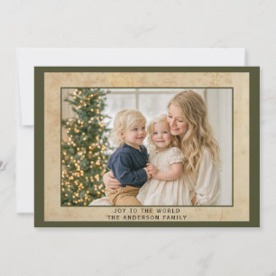 Olive Green Joy to World Multi Foto Arvslätt Julko Julkort