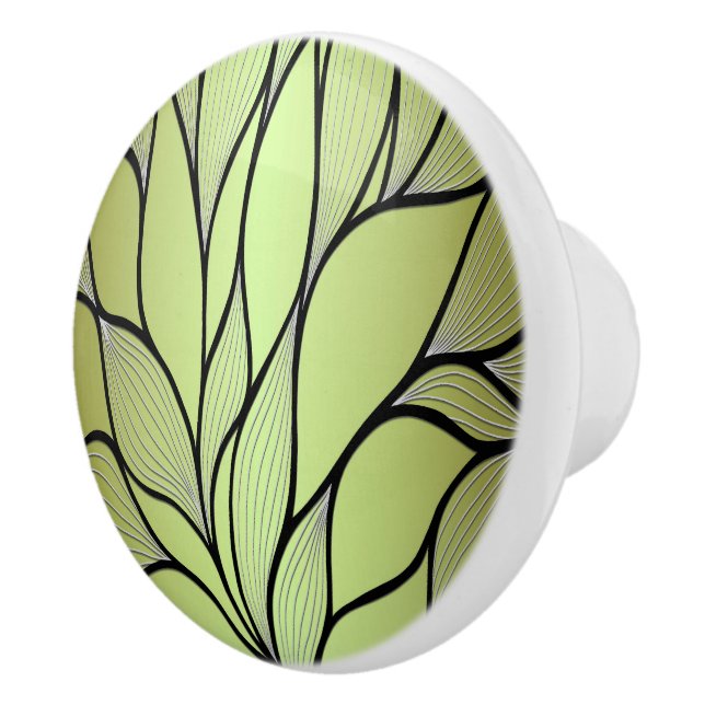 Olive Green Kreativt Löv Mönster  Knopp (Höger)