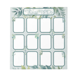 Olive Green Leaves To do List with sections Anteckningsblock