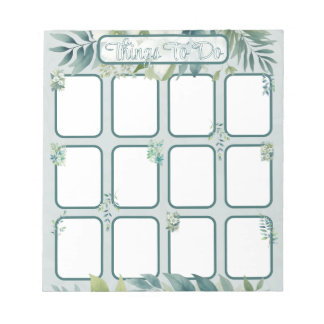 Olive Green Leaves To do List with sections Anteckningsblock