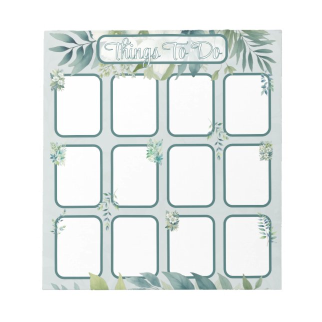 Olive Green Leaves To do List with sections Anteckningsblock (Framsida)