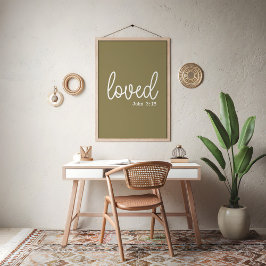 Olive Green Love Faith Citat minimalist Poster