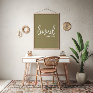 Olive Green Love Faith Citat minimalist Poster