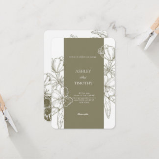 Olive Green Minimalist Floral Wedding Invitation Inbjudningar