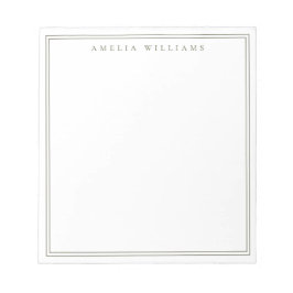 Olive Green Minimalist Monogram Anteckningsblock