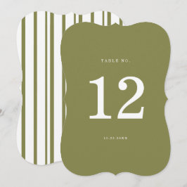 Olive Green Modern Die-Cut Table Number Inbjudningar