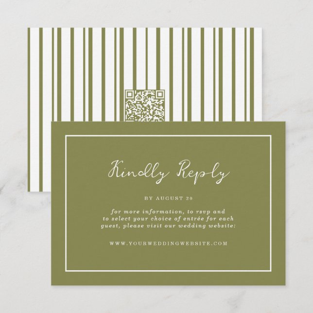 Olive Green Modern Online RSVP Card Tilläggskort (Fram/baksida)