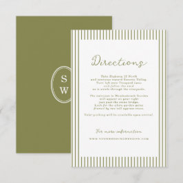 Olive Green Modern Wedding Directions Card Tilläggskort