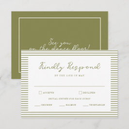 Olive Green Modern Wedding RSVP Card Tilläggskort