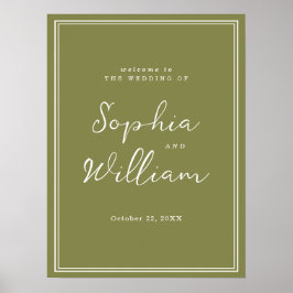 Olive Green Modern Wedding Welcome Sign Poster