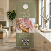 Olive Green Pink Logotyp QR-kod Foto Nagelsalong