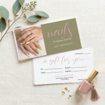 Olive Green Pink Nagelsalong Presentkort