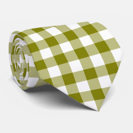 Olive Green Plaid Gingham Neck Tie Slips