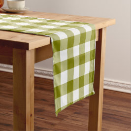 Olive Green Plaid Gingham Table Runner